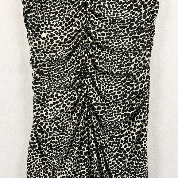 Norma Kamali Womens Reptile Print Bodycon Midi Dress Sz S Ruched Cocktail‎ Event - Picture 8 of 16